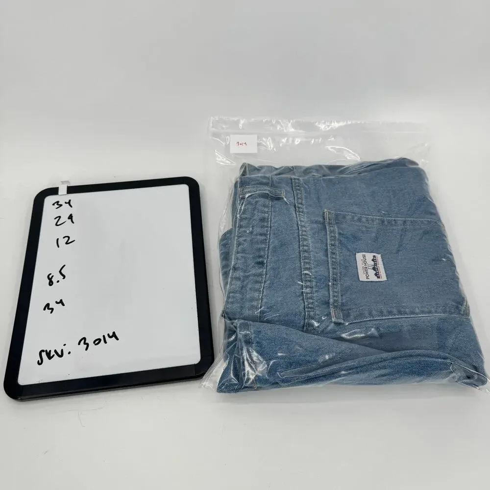 Powerhouse Union Alls Jeans Mens 34 (34x29 ACTUAL) Blue Denim Button Fly 90s VTG